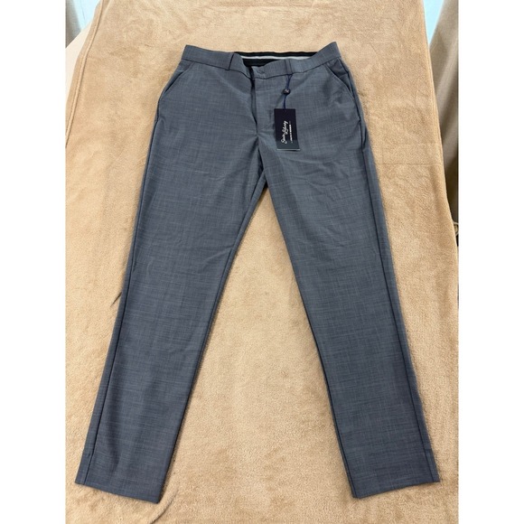 State & Liberty Dress Pants 34 Gray 4 Way Stretch Wicking Athletic Fit NEW